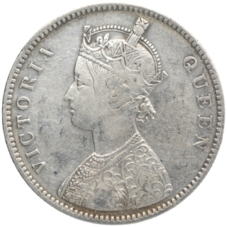 Silver One Rupee Coin of Victoria Queen of Bombay Mint of 1862.