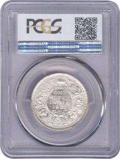 Silver One Rupee Coin of King George V of Bombay Mint of 1921.