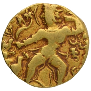 Gold Dinar Coin of Kumaragupta I of Gupta Dynasty of Tiger Slayer type.