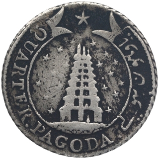 First Issue Silver Quarter Pagoda Coin of Madras Presidency.