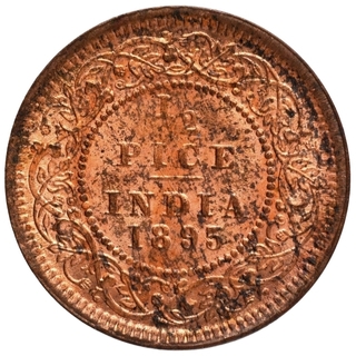 Copper Half Pice Coin of Victoria Empress of Calcutta Mint of 1895.