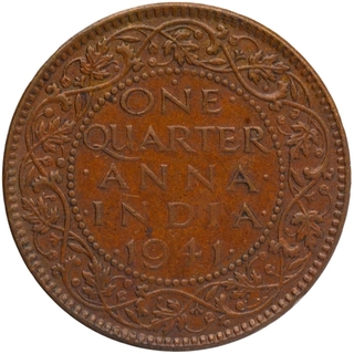 Bronze One Quarter Anna Coin of King George VI of Bombay Mint of 1941.