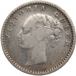 Silver Quarter Rupee Coin of Victoria Queen of Madras Mint of 1840.