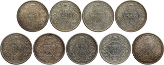 Silver Half Rupee Coins of King George V of Bombay and Calcutta Mint of Different Years.