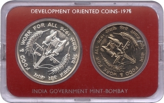 UNC Set of Food and Work for All of Bombay Mint of 1976.