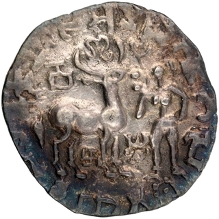 Silver Drachma Coin of Amoghbuti of Kuninda Dynasty.