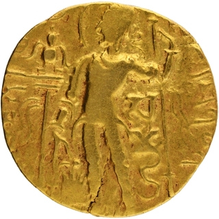 Gold Dinar Coin of Samudragupta of Gupta Dynasty of of Scepter type.