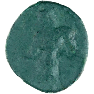 Exceedingly Rare Copper Coin of Chandragupta II of Gupta Dynasty of Garuda and Chhatra type.