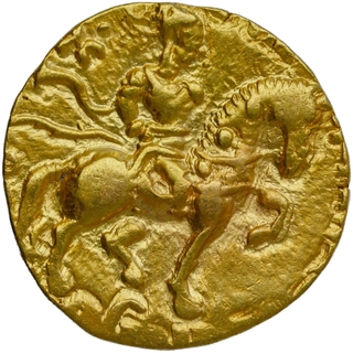 Gold Dinar Coin of Chandragupta II of Gupta Dynasty of Horseman type.