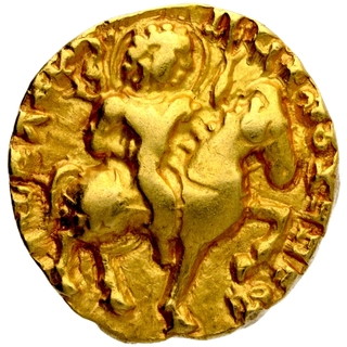 Extremely Rare Gold Dinar Coin of Kumaragupta I of Gupta Dynasty of Horseman type