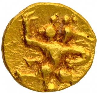 Exceedingly Rare Gold Fanam Coin of Feudatories of Chalukyas of Kalyani Or Hoysalas.