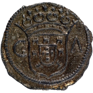 Tin Fifteen Bazarucos Coin of Jose I of Goa of India Portuguese.