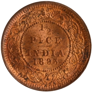 Copper Half Pice Coin of Victoria Empress of Calcutta Mint of 1895.