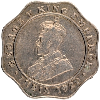 Cupro Nickel Four Annas Coin of King George V of Bombay Mint of 1920.