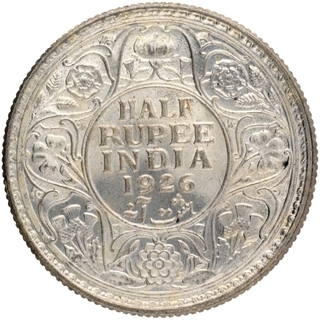 Silver Half Rupee Coin of King George V of Calcutta Mint of 1926.