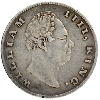 Silver One Rupee Coin of King William IIII of Calcutta Mint of 1835.