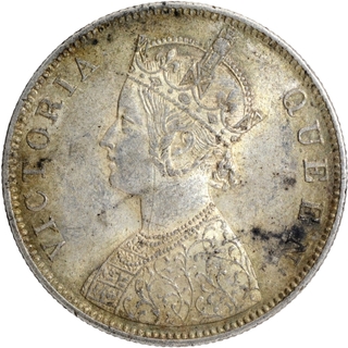 Silver One Rupee Coin of Victoria Queen of Calcutta Mint of 1862.