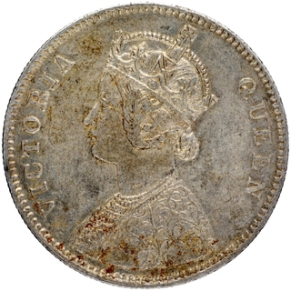 Silver One Rupee Coin of Victoria Queen of Bombay Mint of 1862.