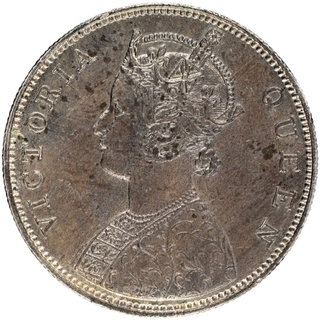 Silver One Rupee Coin of Victoria Queen of Bombay Mint of 1862.