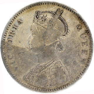 Silver One Rupee Coin of Victoria Queen of Bombay Mint of 1862.