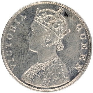 Silver One Rupee Coin of Victoria Queen of Madras Mint of 1862.