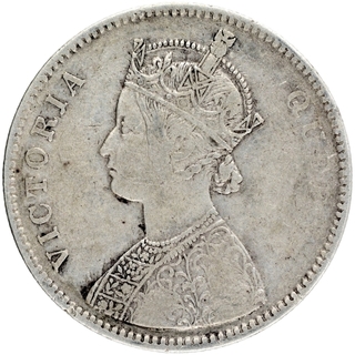 Silver One Rupee Coin of Victoria Queen of Bombay Mint of 1862.