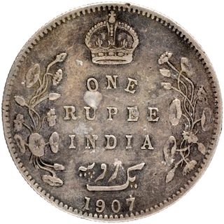 Silver One Rupee Coin of King Edward VII of Bombay Mint of 1907.