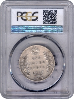 Silver One Rupee Coin of King Edward VII of Bombay Mint of 1909.