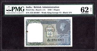 One Rupee Bank Note Signed By C E Jones of King Gorge VI of 1940.