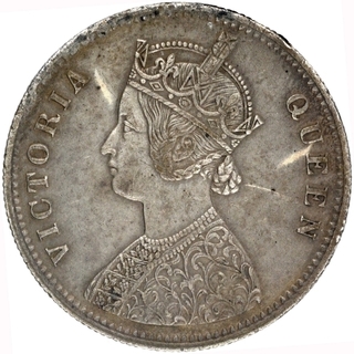 Error Silver One Rupee Coin of Victoria Queen of Calcutta Mint of 1862.