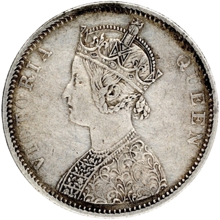 Error Silver One Rupee Coin of Victoria Queen of Bombay Mint of 1875.