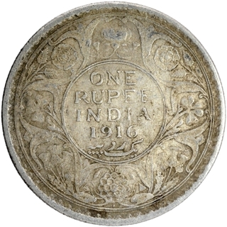 Error Silver One Rupee Coin of King George V of Bombay Mint of 1916.