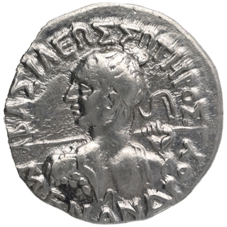 Silver Drachma Coin of Menander I of Indo Greeks.