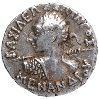 Silver Tetradrachma Coin of Menander I of Indo Greeks.