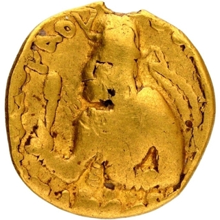 Gold One Quarter Dinar Coin of Huvishka of Kushan Dynasty.