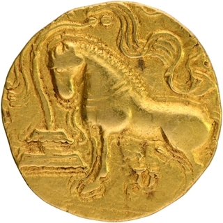 Gold Dinar Coin of Samudragupta of Gupta Dynasty of Ashwamedha type.