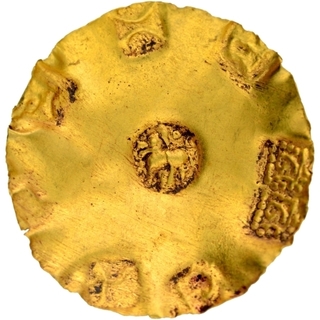 Gold Scyphate Pagoda Coin of Someshvaradeva of Chhindaka Nagas of Chakrakota.