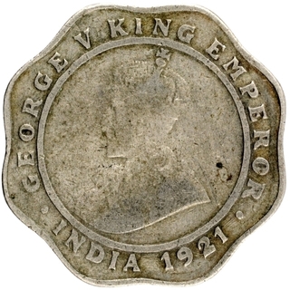 Cupro Nickel Four Annas Coin of King George V of Calcutta Mint of 1921.