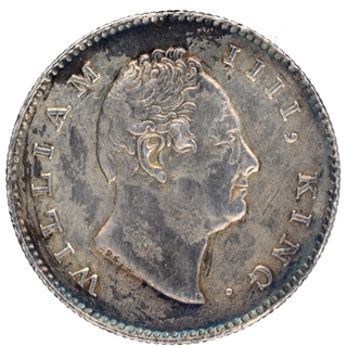 Silver Half Rupee Coin of King William IIII of Calcutta Mint of 1835.