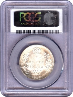 Silver One Rupee Coin of King Edward VII of Calcutta Mint of 1906.