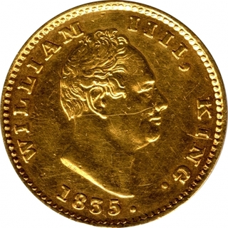 Gold One Mohur Coin of King William IIII of Calcutta Mint of 1835.