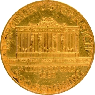 Gold Five Hundred Schillings Coin of Austria of 1992.