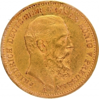 Gold Twenty Mark Coin of Friedrich III of Germany of 1888.