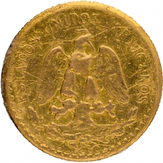 Gold Two Pesos Coin of Mexico of 1945.