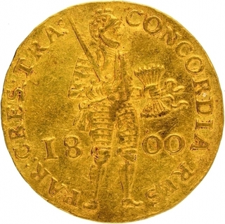 Gold One Ducat Coin of Netherlands of 1800.