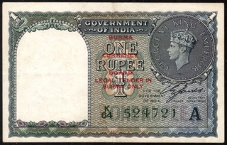 Burma One Rupee Bank Note of King George VI Signed by C.E. Jones of 1947.