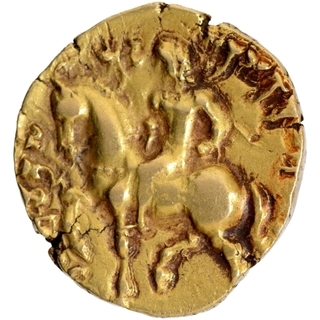 Gold Dinar Coin of Chandragupta II of Gupta Dynasty of Horseman type.