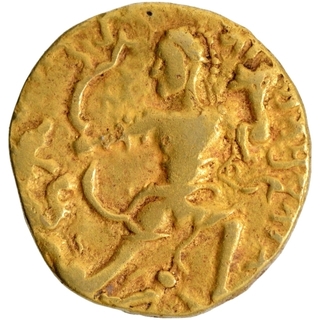 Gold Dinar Coin of Chandragupta II of Gupta Dynasty of Lion Slayer type.