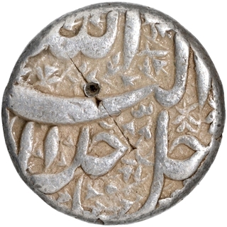 Silver One Rupee Coin of Akbar of Burhanpur Mint of Aban Month.