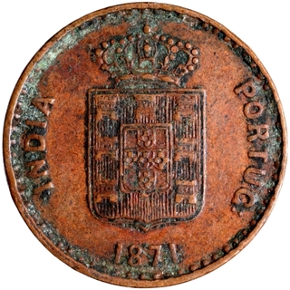 Copper Five Reis Coin of Luiz I of Colonial Coinage of Indo Portuguese.